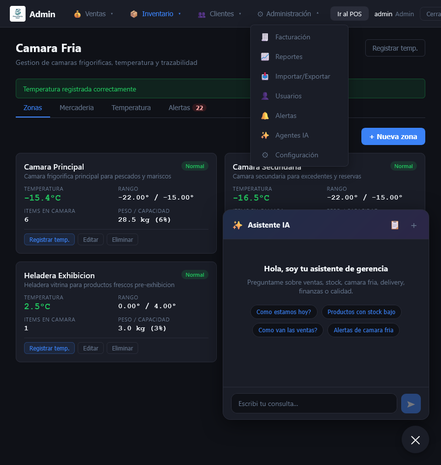 POS Pescadería - Cámara Fría y Asistente IA